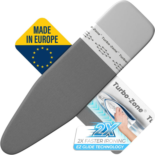 Bartnelli Pro Luxury Replacement Ironing Board Cover & Pad – 54" x 15" with Patented Parking Zone & Turbo Zone Technology