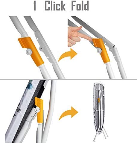 Bartnelli Rorets Compact Space Saving Ironing Board Hanger – with Smart Hanger for Easy Storage | 4 Layer Cover Pad | 4 Leg, Lightweight, for Home Laundry Room, Dorm Use, European Made 34 x 12 H. 35"…