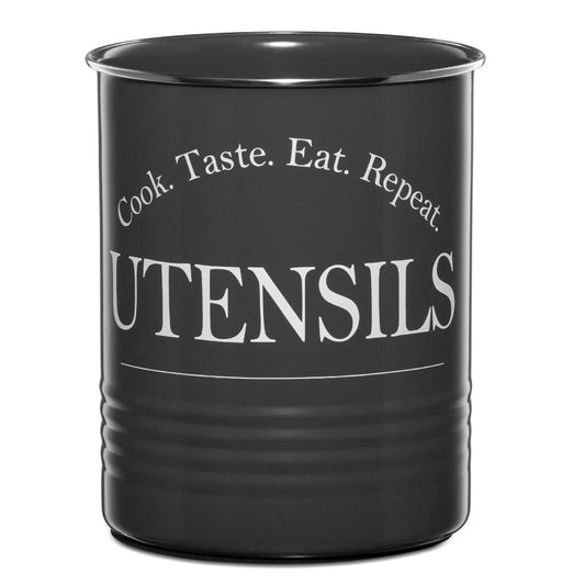 Bartnelli Large Kitchen Utensil Holder Organizer For Countertop, Farmhouse Storage Caddy With Stable Padded Base (GRAY)