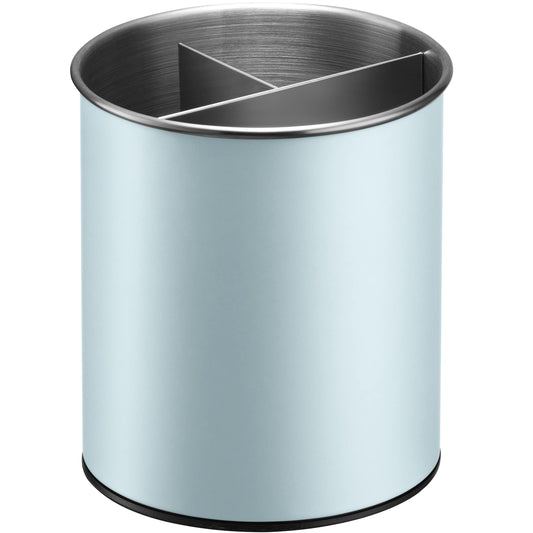 Bartnelli Extra Large Stainless Steel Kitchen Utensil Holder - 360° Rotating Utensil Caddy - Weighted Base for Stability - Countertop Organizer Crock With Removable Divider (BLUE VELVET))