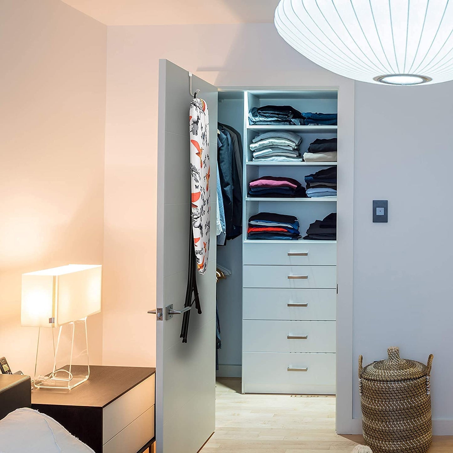 Bartnelli Rorets Compact Space Saving Ironing Board Hanger – with Smart Hanger for Easy Storage | 4 Layer Cover Pad | 4 Leg, Lightweight, for Home Laundry Room, Dorm Use, European Made 34 x 12 H. 35"…