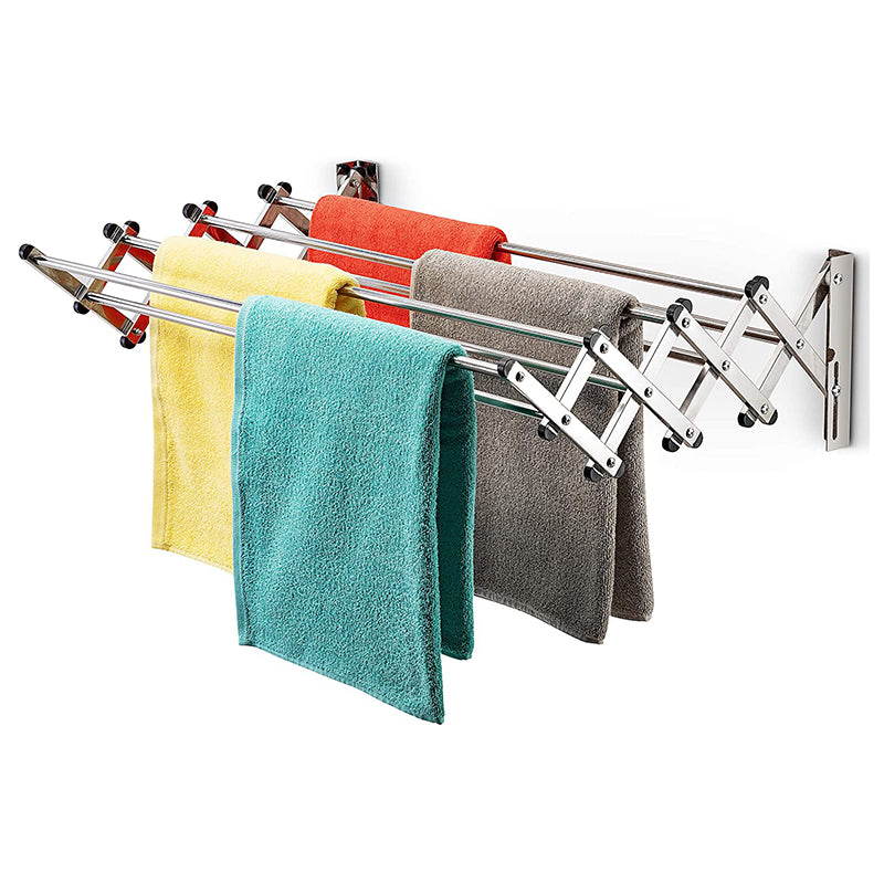 Bartnelli Accordion Wall Mounted Drying Rack | 8 Smooth Round Stainless Steel Rods | Huge 22 Linear Feet Capacity | Compact Sleek Design || 60lb Capacity (60 lb Capacity)