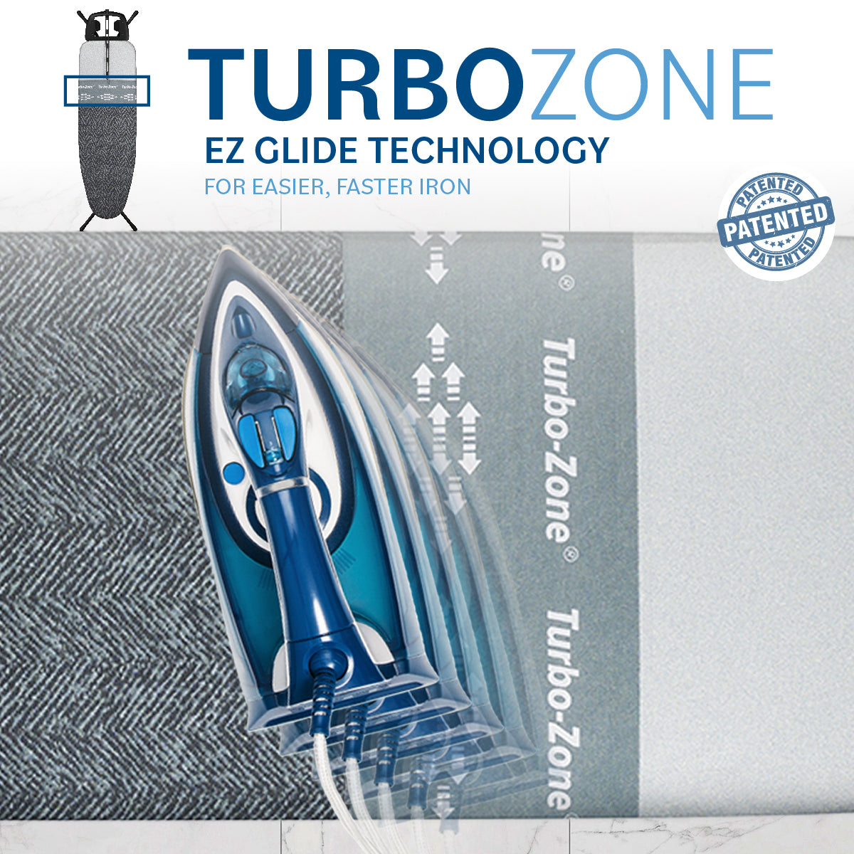 Bartnelli Heavy Duty Ironing Board 48x15 | Designed & Made in Europe with Patent Technology, Turbo & Park Zone, Features: 4 Layer Cover &Pad,Height-Adjustable,4 Premium Steel Legs,Upgraded Iron Rest (BLACK HERRINGBONE)
