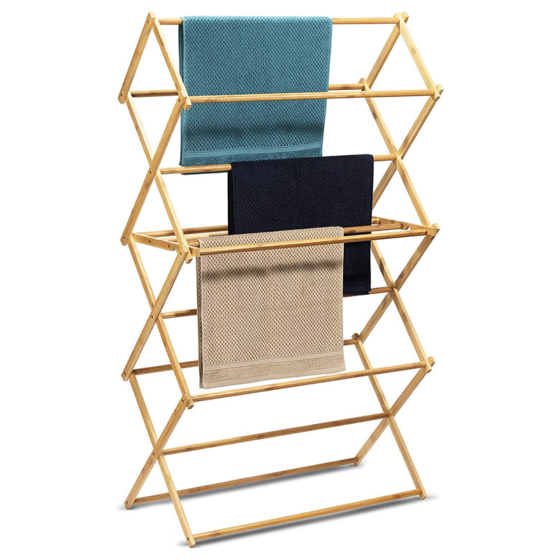 Bartnelli Bamboo Laundry Drying Rack for Clothes, Wood Clothing Dryer, Extreme Stability, Heavy Duty Built, Foldable, Collapsible Space Saving | Indoor-Outdoor Use - Pre-Assembled (X-Large - BDR-552)