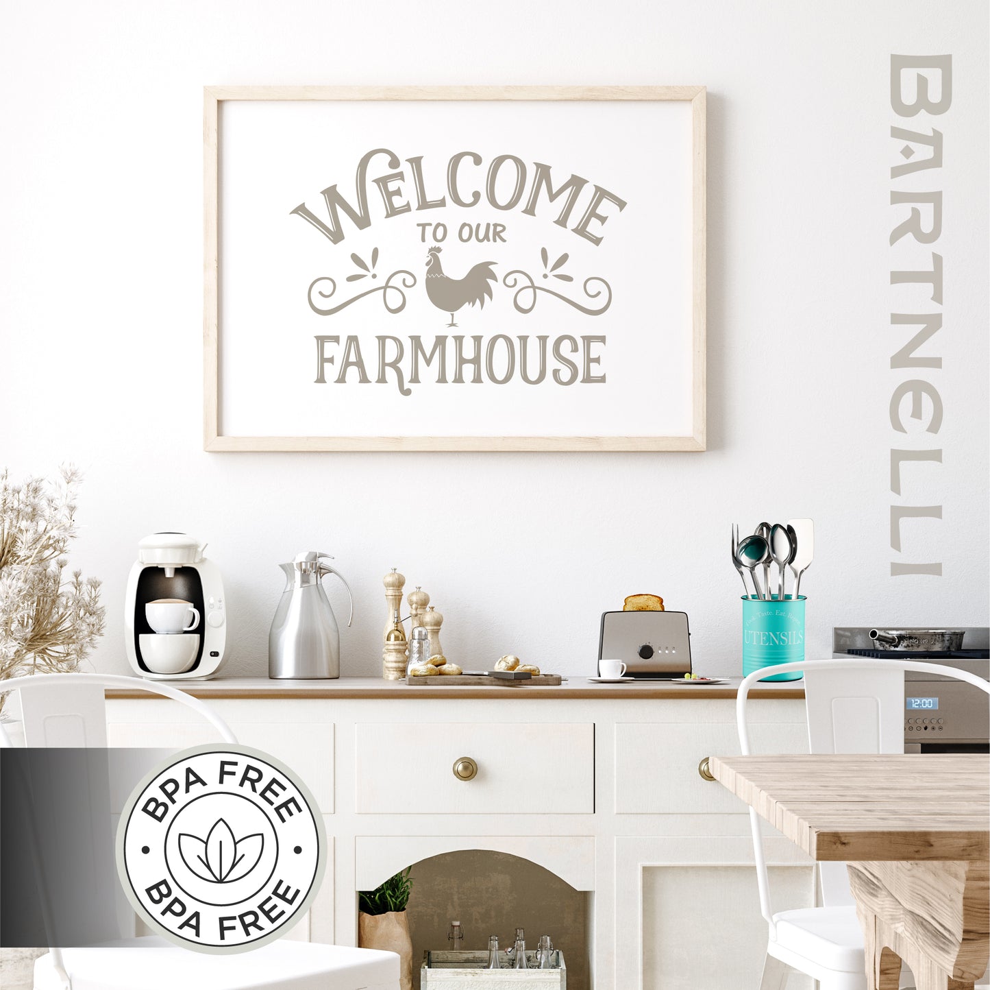 Bartnelli Large Kitchen Utensil Holder Organizer For Countertop, Farmhouse Storage Caddy With Stable Padded Base (TURQUOISE)