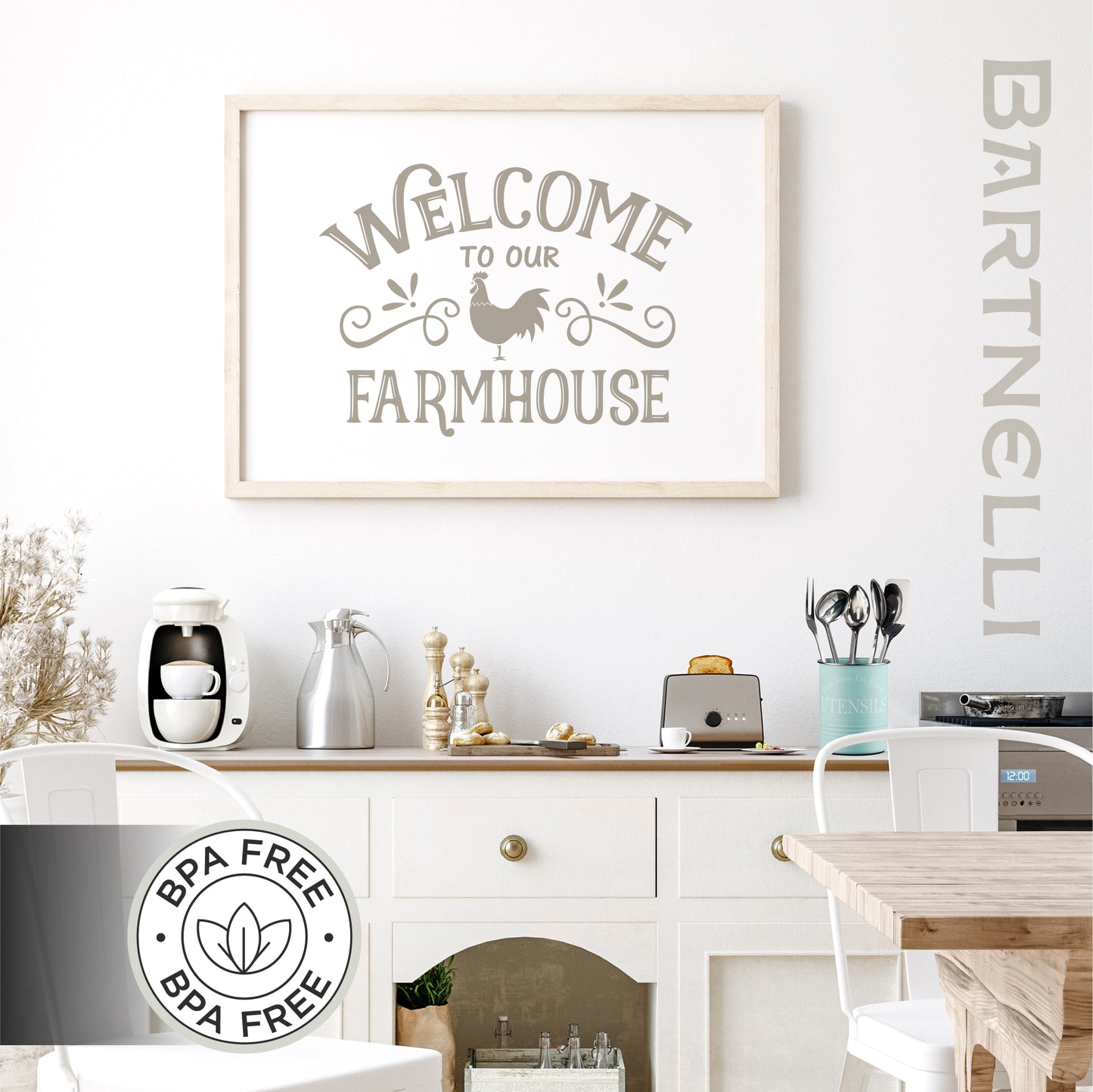 Bartnelli Large Kitchen Utensil Holder Organizer For Countertop, Farmhouse Storage Caddy With Stable Padded Base (LIGHT BLUE)