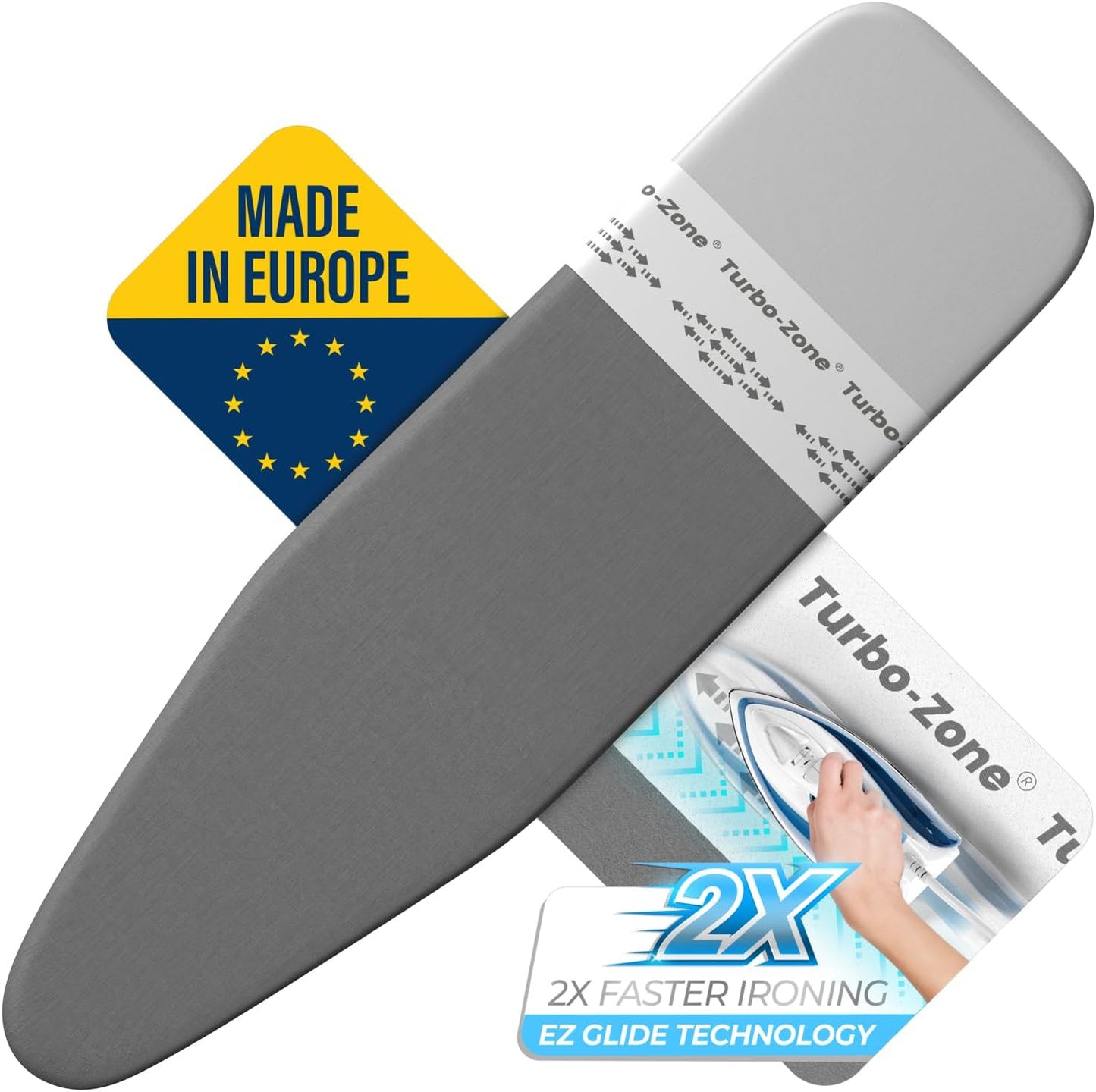 Bartnelli Pro Luxury Replacement Ironing Board Cover & Pad – 54" x 15" with Patented Parking Zone & Turbo Zone Technology