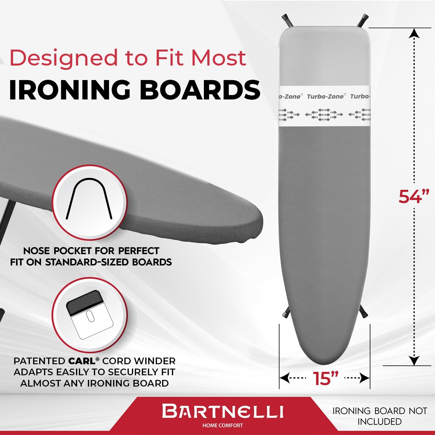 Bartnelli Pro Luxury Replacement Ironing Board Cover & Pad – 54