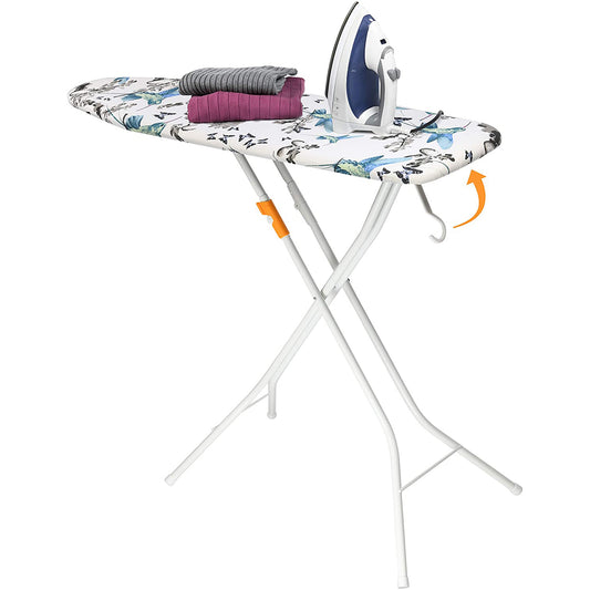 Bartnelli Rorets Ironing Board Made in Europe | Compact Space Saving Smart Hanger Iron Board for Easy Storage | Lightweight, 4 Layer Cover Pad, 4 Leg, for Dorm, Laundry Room, or Small Space(43x13-35)