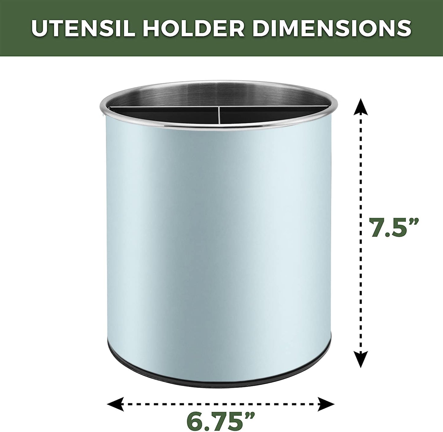 Extra Large and Sturdy Rotating Utensil Holder Caddy with No-Tip