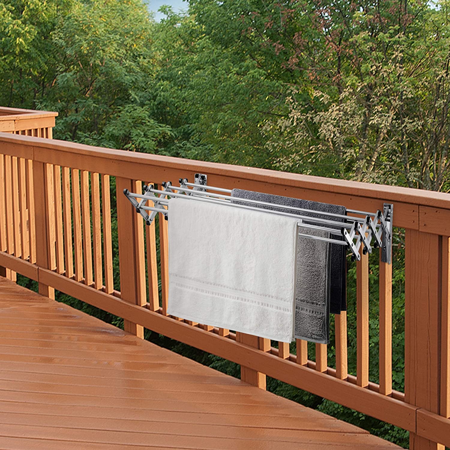 Bartnelli Accordion Wall Mounted Drying Rack | 8 Smooth Round Stainles